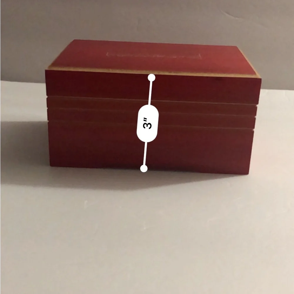 Vintage Red Wooden Jewelry Music Box with Mirror